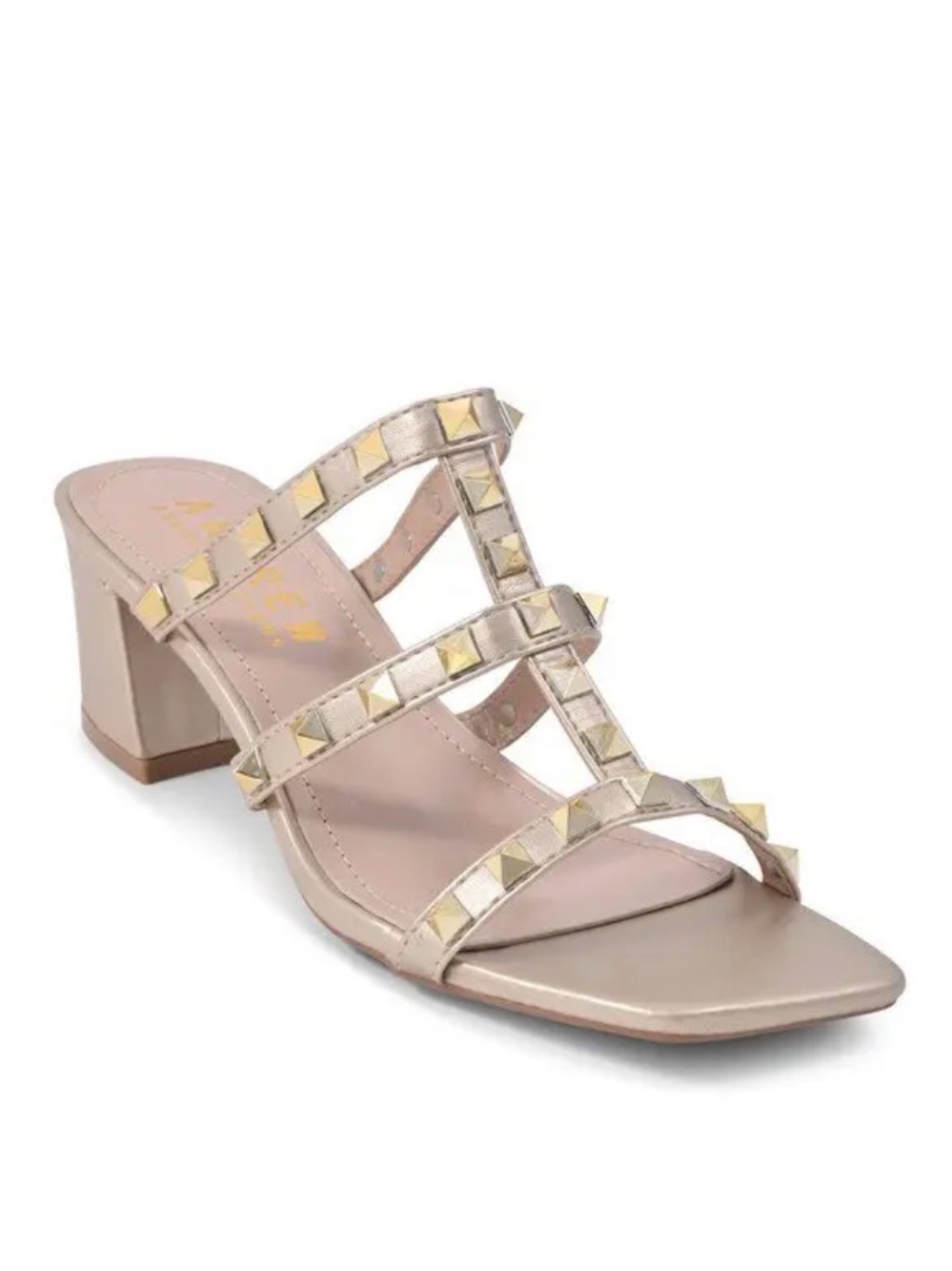 Gold Studded Block Heel Sandal
